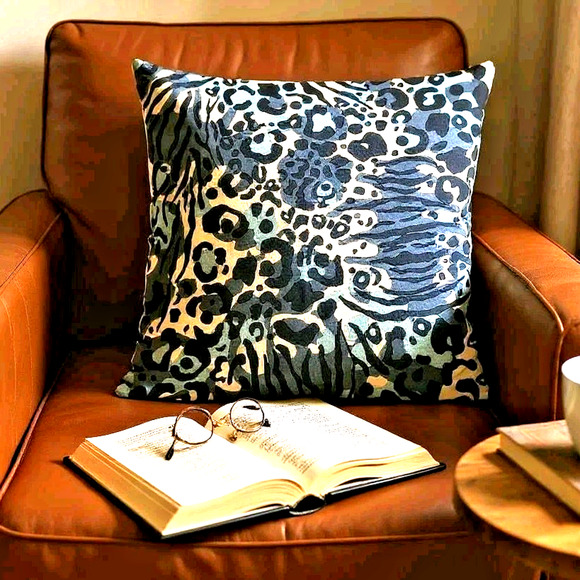 Ikea Kaphyacint Cotton Pillow Cover Indigo Navy Blue White Square No Insert - Picture 1 of 9